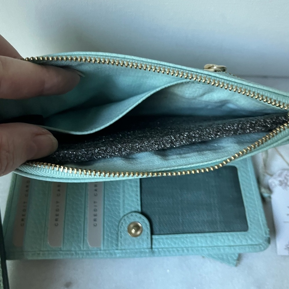 NEW Soft genuine Leather Wallet Wristlet Soft Light Green Made in India.. - Picture 8 of 16